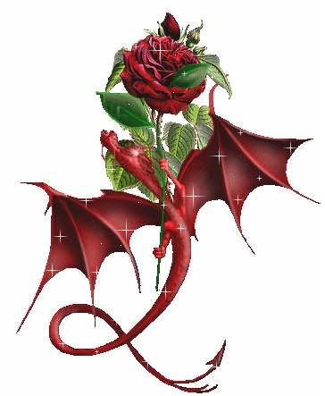 Baby dragon with rose sparkling Pictures, Images and Photos