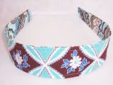 Wide Reversible Headband Mary Trellis in Turquoise