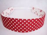 Wide Reversible Headband Red and White Polka Dot