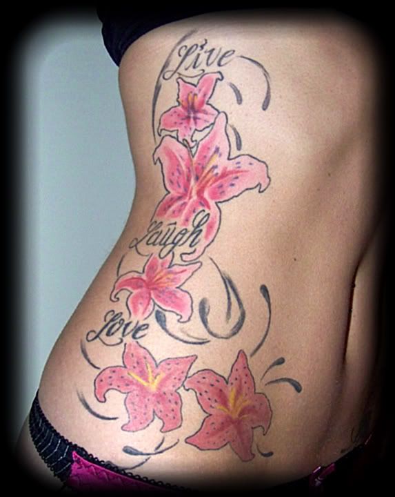 Side Body Flower Tattoo Designs For Girls