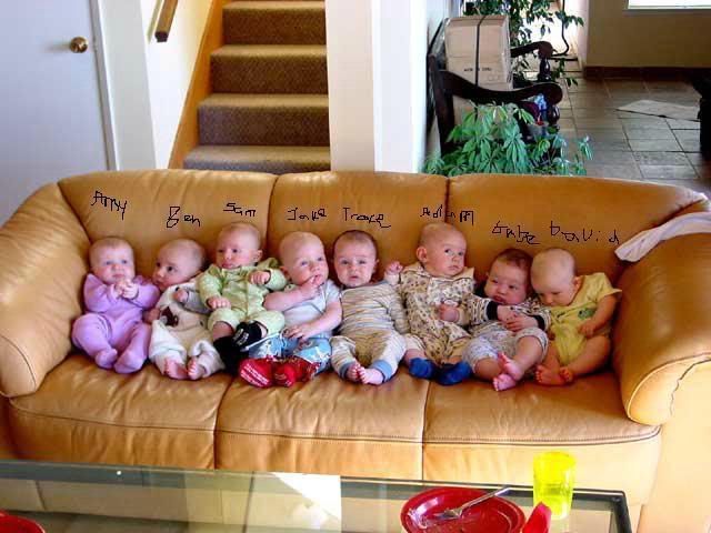 octuplets Left to Right:Amelia rose,Benjamin Quinn,Samuel Robert,Jacob Alexander,Trace William,Adam Joshua,Gabriel Bradley,David Preston. They are octuplets and are extremely rare Pictures, Images and Photos