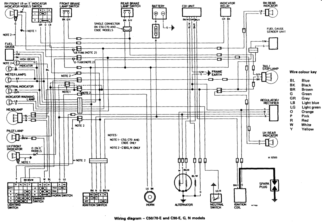 C50/C70/C90 Electrics Guide - C90Club.co.uk  Honda C90 12 Volt Wiring Diagram    C90 club