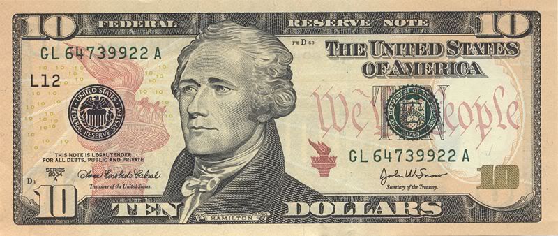 10 dollar bill back. ten dollar bill