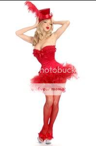 Ballerina Red boned lace up corset,G string, skirt SZ L  
