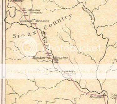 Map of Route of Tragic Mandan Indians Catlin 1892