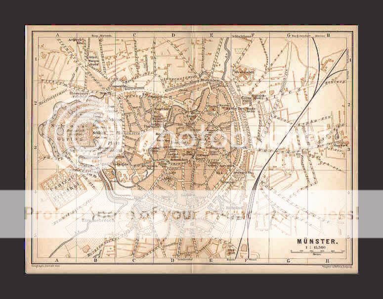 MUNSTER, Germany    1897 City Map, Lithograph  