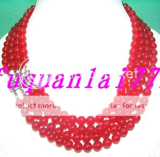 You are bidding on brilliant Asian jewelry 4 strands red